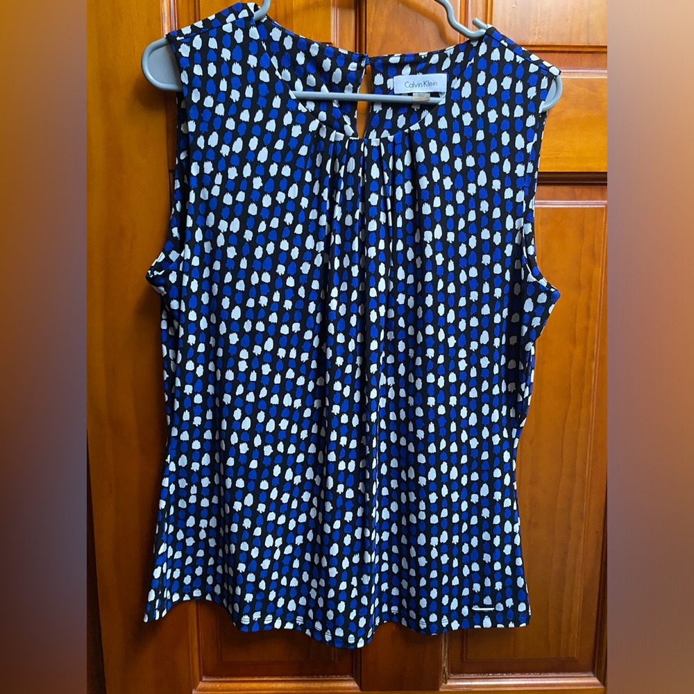 Calvin Klein CK Women’s Pleat neck Shell Sleeveless Top Blouse Large L - Picture 2 of 7